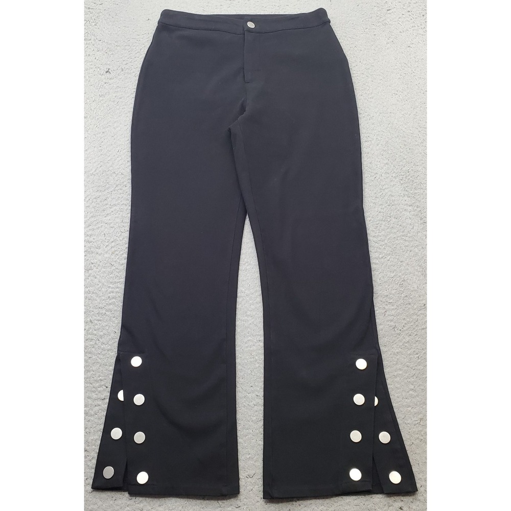 Lysse Flare Pants Womens Small Black Lined Comfort Stretch Button Slit Ankle